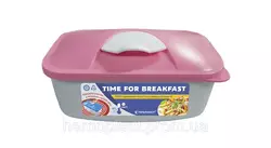 Контейнер харчовий «Time for breakfast» 500 мл рожевий з клапаном для підігріву в СВЧ ТМ Тірапласт