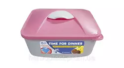 Контейнер харчовий «Time for dinner» 750мл рожевий з клапаном для підігріву в СВЧ ТМ Тірапласт